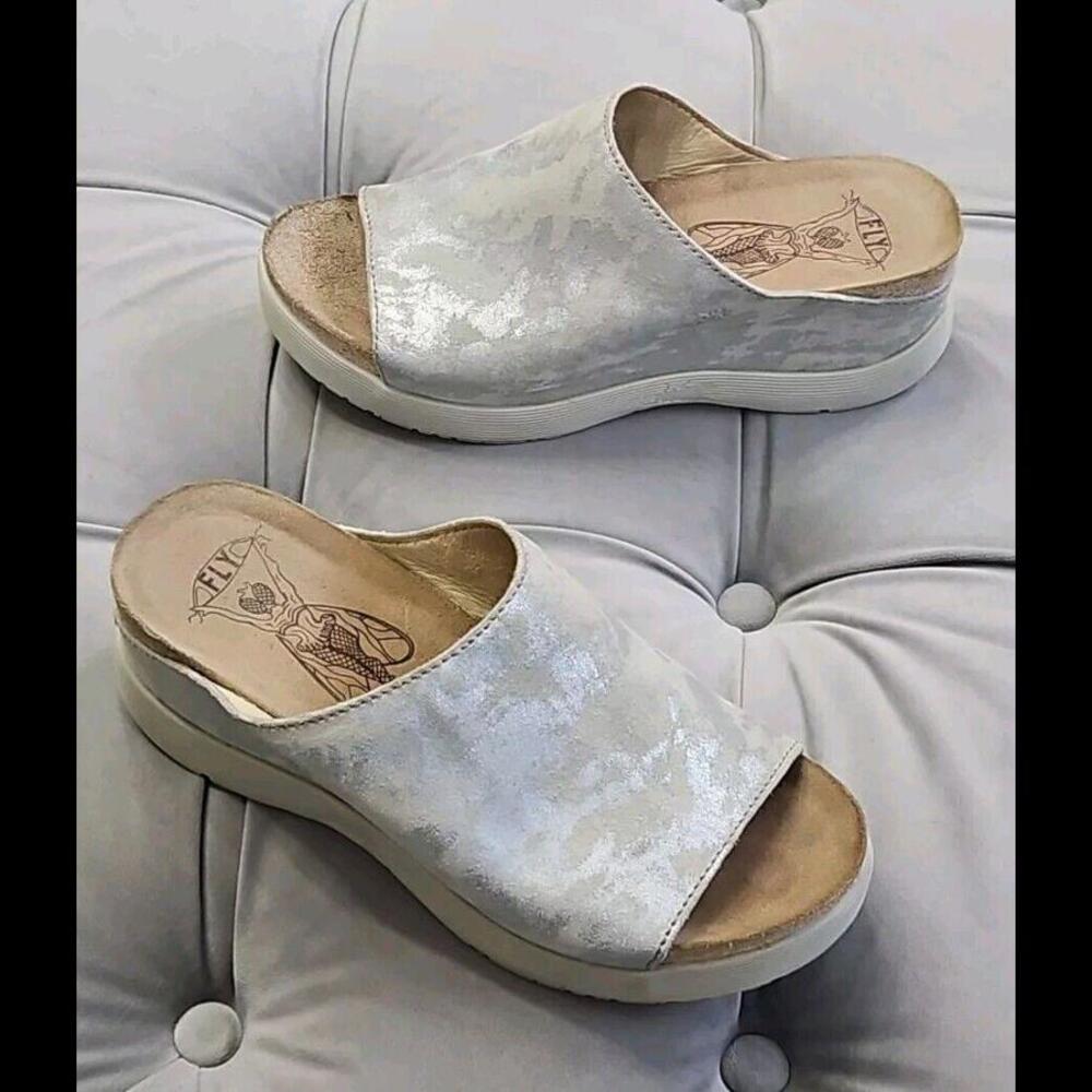 Fly London White Slide Sandals